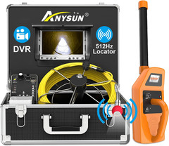 165FT Sewer Inspection Camera with Locator & 7&Prime; LCD Monitor, IP68 Waterproof