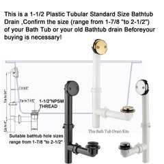 (1 Pack) Yariwiz 1-1/2&Prime; Golden Bathtub Tub Drain Kit Bath Waste Overflow Drai&hellip;