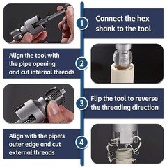 Plastic pipe 1/2&Prime; + 3/4&Prime; cordless drill threader Kit