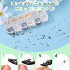 2200 Pieces Crimping Beads for Jewelry Making, Metal Crimp Tubes Tube Crimp Bead