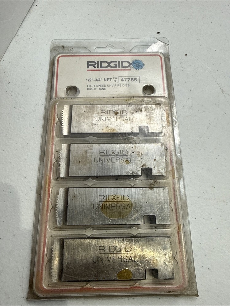 RIDGID 47785 Stainless Pipe Dies 1/2&Prime;-3/4&Prime; NPT High Speed Universal Lightly Used