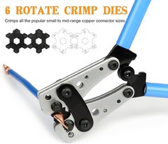 Battery Cable Crimper Wire Lug Crimping Tool for AWG 8,6,4,2,1,1/0 Battery Termi