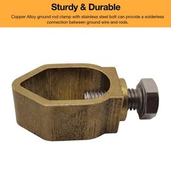 Copper Ground Rod Clamps Grounding Clamp Direct Burial 5/8 inch (2, Copper Al&hellip;