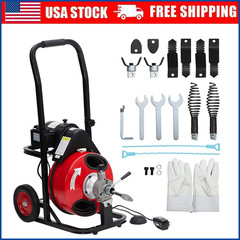 100FT x 1/2&Prime; Drain Cleaner 370W Electric Sewer Snake Cleaning Machine W/ Cutters