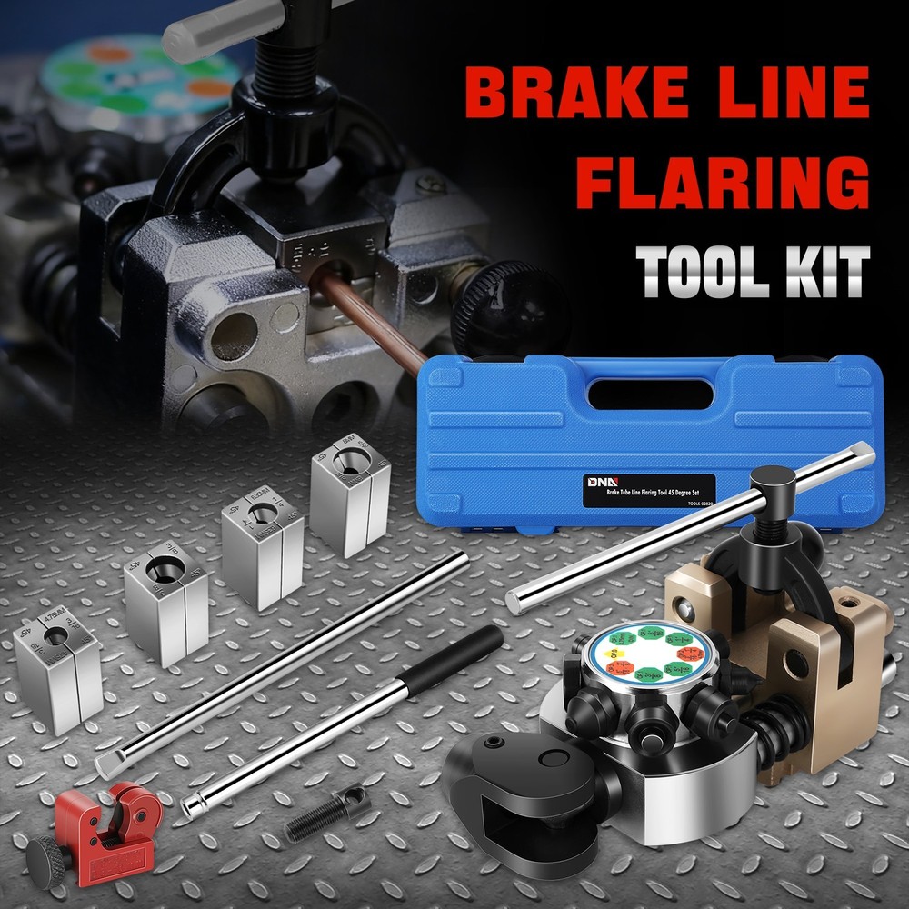 45&deg; Brake Line Flaring Tool Kit Double & Bubble Flares for 3/16&Prime; &ndash; 3/8&Prime; Tube