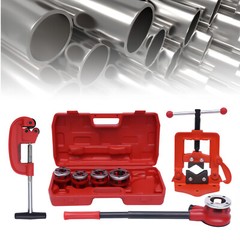 Ratchet Pipe Threader Kit Ratcheting Set w/ 5 Dies Pipe Cutter Plumbing Tool