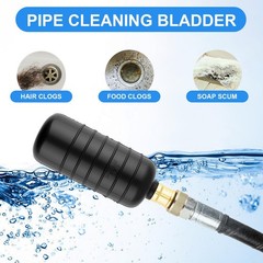 Devvicoo 3 PCS Drain Cleaning Bladder Kit, Fits 1&Prime; to 6&Prime; Pipes, Water Black