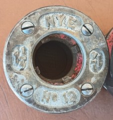 3 Piece NYE No. 12 Pipe threader dies 1-1/4&Prime;, 1-1/2&Prime;, 2&Prime; no chipped teeth