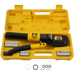 Hydraulic Cable Crimper Tool Kit with 9 Dies for Battery Welding Power Wire