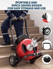 Wheeled Portable Electric Drain Cleaning Machine Rated 370W Comes With 100FT x 1