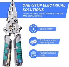 DIMOT 18-in-1 Multifunctional Electrical Pliers, Wire Stripper & Screwdriver Too