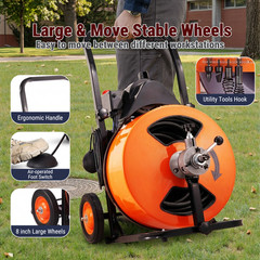 100FT x 1/2 In Drain Cleaner Machine, 2&Prime;-4&Prime; Pipes Auto Feed Electric Drain Auger