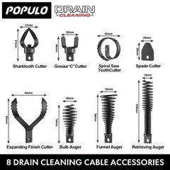 POPULO 8-Piece Drain Snake Drill Attachment &ndash; Tackle Any Clog with&hellip;