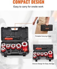 Ratchet Pipe Threader Kit with 6 Dies, 1/4&Prime;-1-1/4&Prime; NPT