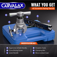 CARVALAX 45&deg; Eccentric Flaring Tool Kit for Copper, Brass, and Aluminum Tubing,