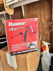 Bauer 25 ft Reinforced Steel Drill-Powered Drain Auger Model 241103E-B