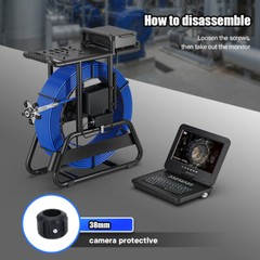 100m Sewer Pipe Inspection Camera 512hz Self-leveling Pipe Camera 10&Prime; Display