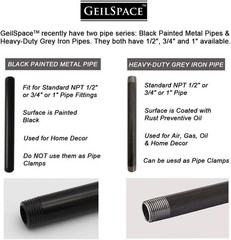 GeilSpace 3/4&Prime; x 48&Prime; Heavy Duty Pre-Cut Grey Metal Pipe, 3/4 &times; 48, Gray