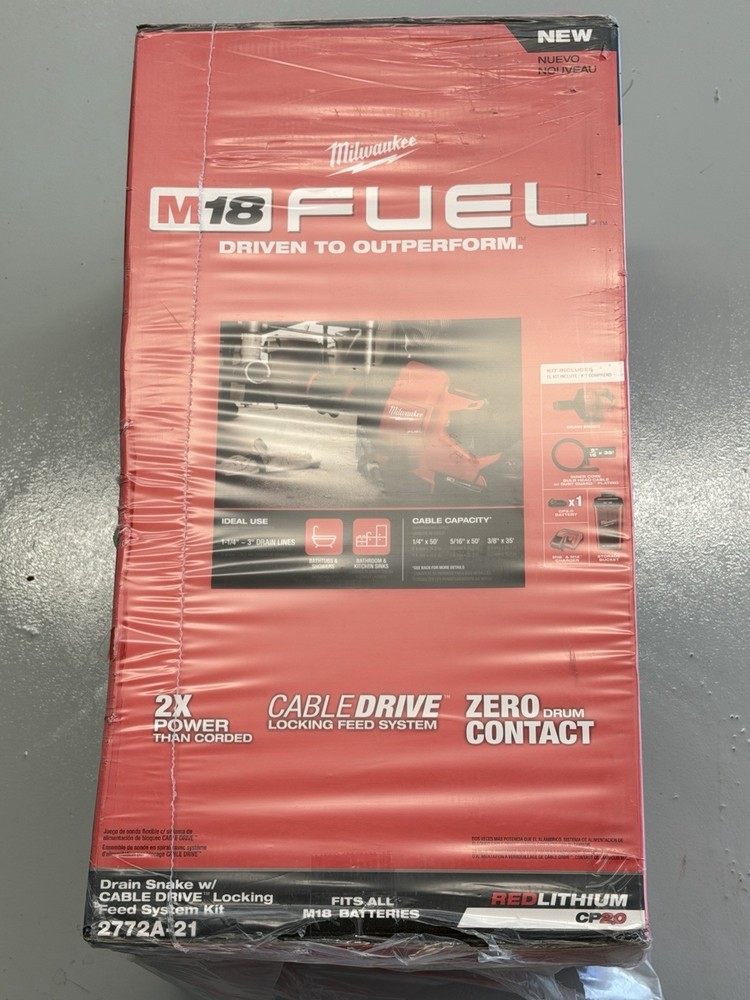 Milwaukee 2772A-21 M18 FUEL 5/16-Inch x 35-Foot Drain Snake Kit &ndash; SEALED