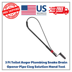 3 Ft Toilet Auger Plumbing Snake Drain Opener Pipe Clog Solution Hand Tool