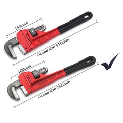 10in Cast Iron Straight Pipe Wrench Heavy Duty Adjustable Spanner Dipped Handle