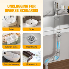 Cordless Drain Auger Compatible with Dewalt 20V Battery, Auto-Feed Plumbing Drai