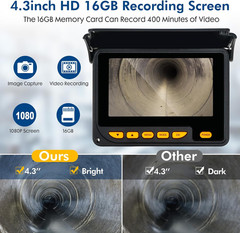 150FT Sewer Camera with LED, 4.3&rdquo; Screen & 32GB Card for Drain Inspection
