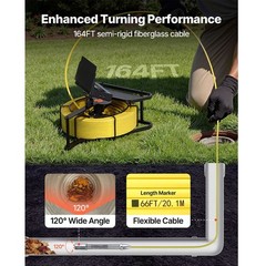 164ft Self-Leveling Drain Camera with 4.3in HD Screen & 12LEDs