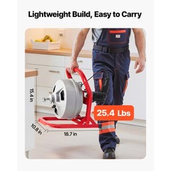 Uimoso Drain Cleaning Machine 50FT x5/16&Prime; Manual Feed with 228RPM Electric Motor