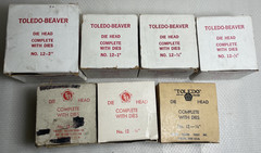 Toledo No 12 Die Head Set With Dies 2&Prime;, 1&Prime;, 3/4, 1/2&Prime;, 3/8&Prime;, 1/4&Prime;, 1/8&Prime; **AS IS*