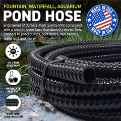 Sealproof Kinkproof 1-1/2&Prime; Dia Waterfall, Pond Tubing, 1-1/2-Inch ID, 20 FT, Bla