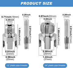 1/2&Prime; 3/4&Prime; NPT Pipe Threader Die Set 2 Piece Power Drill Drive Plumbing Repair Ki