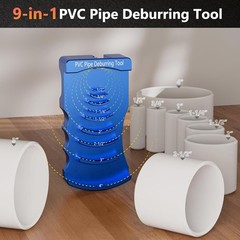 9-In-1 PVC Pipe Deburring Tool, Adjustable Chamfer Tool 0.5&Prime;&ndash;4&Prime;, PVC Pipe Reamer