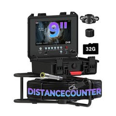 9&Prime; Monitor Sewer Camera Pipe Inspection Camera w/ Meter Counter 7mm/30M 32GB