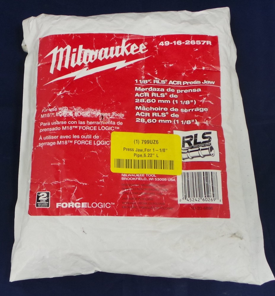 Milwaukee Tool 49-16-2657R 1-1/8 In. Rls Press Jaw For M18 Force Logic Press NEW