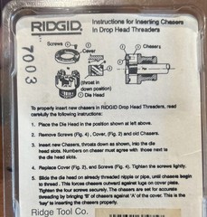RIDGID 37890 12r 1-1/2 NPT HS Pipe Die Threaders