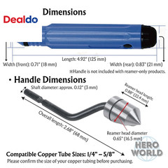 Deburring Tools, Countersink Hand Reamer, for Copper Pipe for 1/4&Prime; to 5/8&Prime; (Ream
