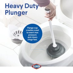 Clorox Toilet Plunger with Hideaway Holder Caddy 1-Pack, White/Grey