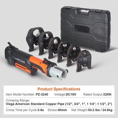 Pro Press Tool Pipe Crimping Kit Press Tool Battery Kit with 6 Jaws