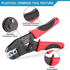 Plustool Ratcheting Crimping Tool for Insulated Connectors AWG 22-10 &ndash; Red & Bla