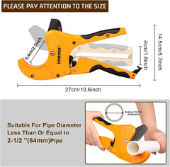 PVC Pipe Cutter, Cuts up to 2-1/2&Prime; PEX, PVC, PPR, Plastic Hoses& Plumbing Pipes,
