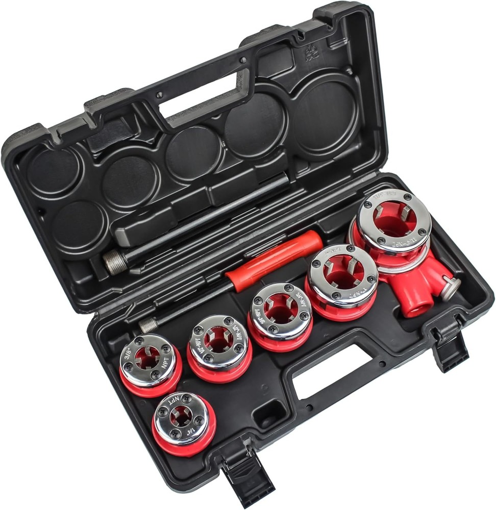 Ratchet Pipe Threader Kit Ratcheting Pipe Threading Tool Set w/ 6 Dies