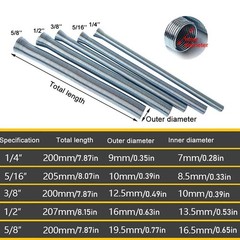 5pcs &asymp;21cm Spring Bending Tube Pipe Bender 1/4&Prime; 5/16&Prime; 3/8&Prime; 1/2&Prime; 5/8&Prime; Silver Set