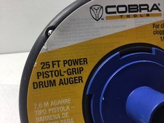 Cobra Products 86250 1/4&rdquo; In X 25&rsquo; Pistol Grip Power Drum Drain Auger Sink Drain