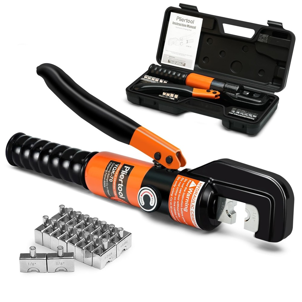 10 Ton Hydraulic Battery Cable Crimper with Spring-Loaded Handle & 9 Dies Bat&hellip;