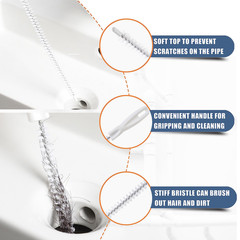 35.5inch Drain Clog Remover(1pcs), 25inch Snake &lrm;black Orange White