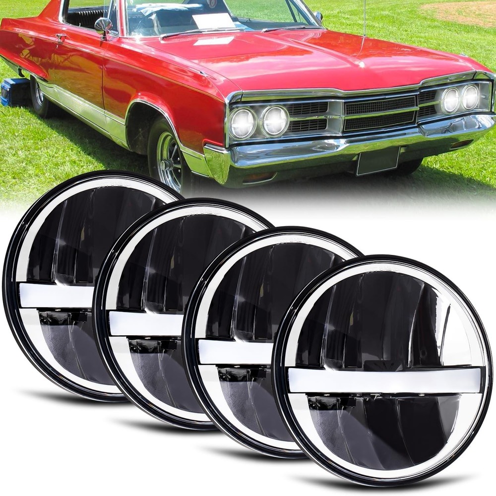 5 3/4&rdquo; 5.75&Prime; Round white LED Headlights 4pcs H4 HI/LO Beam DRL Compatible fo&hellip;