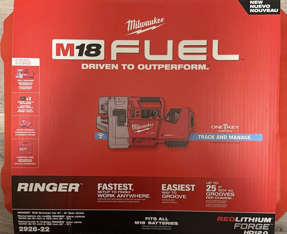 Milwaukee M18 FUEL RINGER Roll Groover for 2 in. &ndash; 6 in. Sch 10/40 Kit W/one key