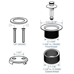 Brushed Nickel Tub Drain Lift &Turn Trim Set with Two-Hole