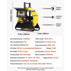 Uimoso 164 ft Sewer Inspection Camera with Self-Leveling and 4.3&Prime; HD Display